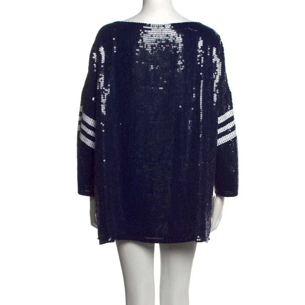 Tibi Navy All Over Sequins T-Shirt, $875 - Picture 2 of 7